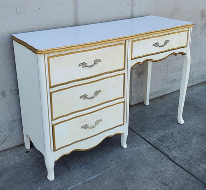 French provincial Queen Anne style white writing desk