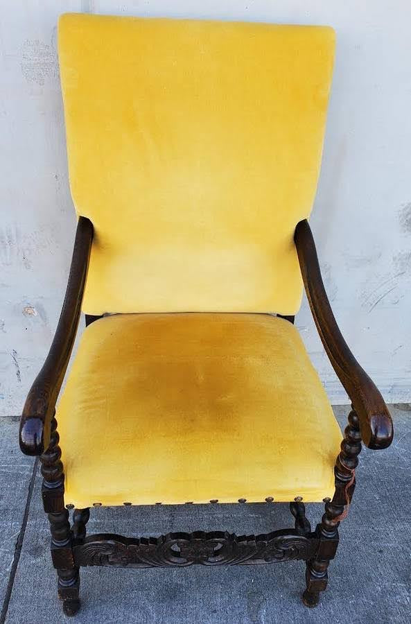 Antique French style yellow armchair