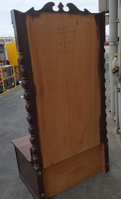 antique/vintage hall bench with storage and mirror
