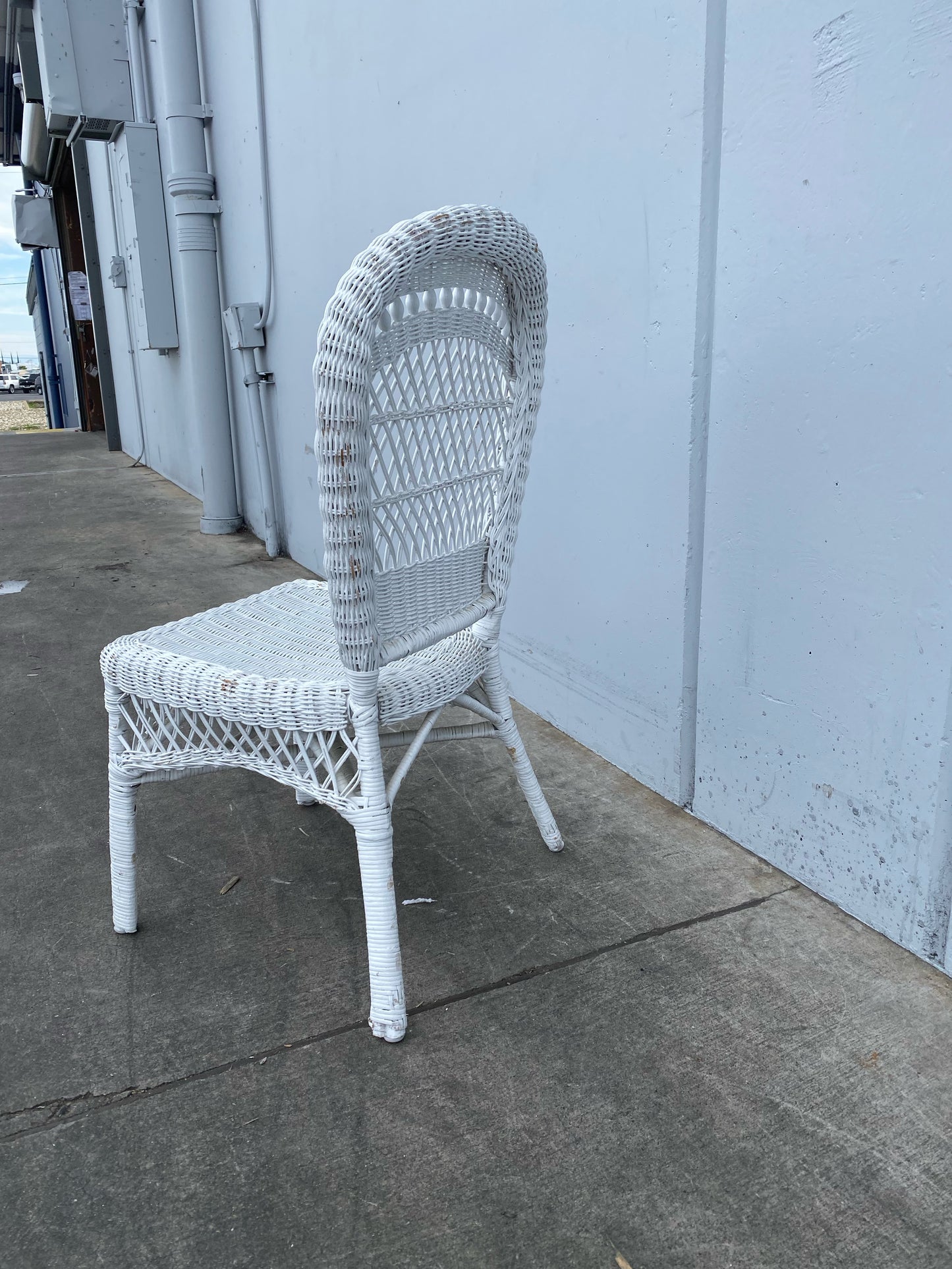 white side chair wicker/ cane/ rattan