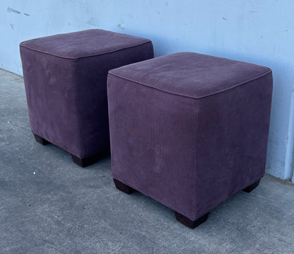 Crate and barrel purple ottomans/ footrests (2)