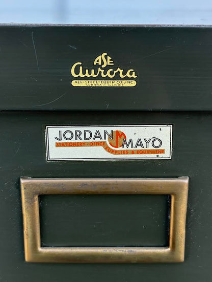 ASE aurora jordan mayo Green Metal Antique 4 Tier File Cabinet (no key)