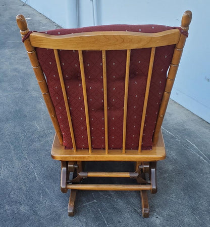 towne square rocking armchair red cushion light wood