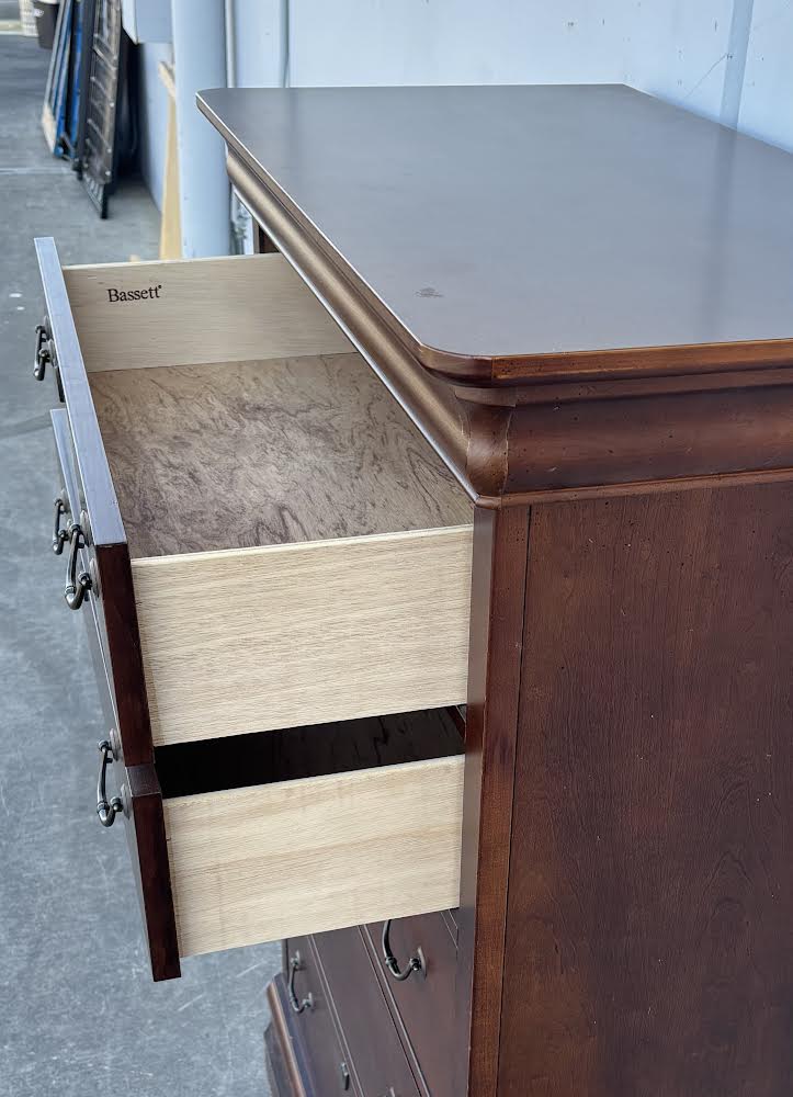 Bassett Tall Cherry Dresser Dark Wood