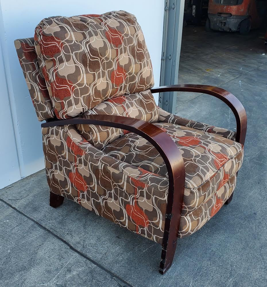 Brown fabric recliner armchair accent/living room chair