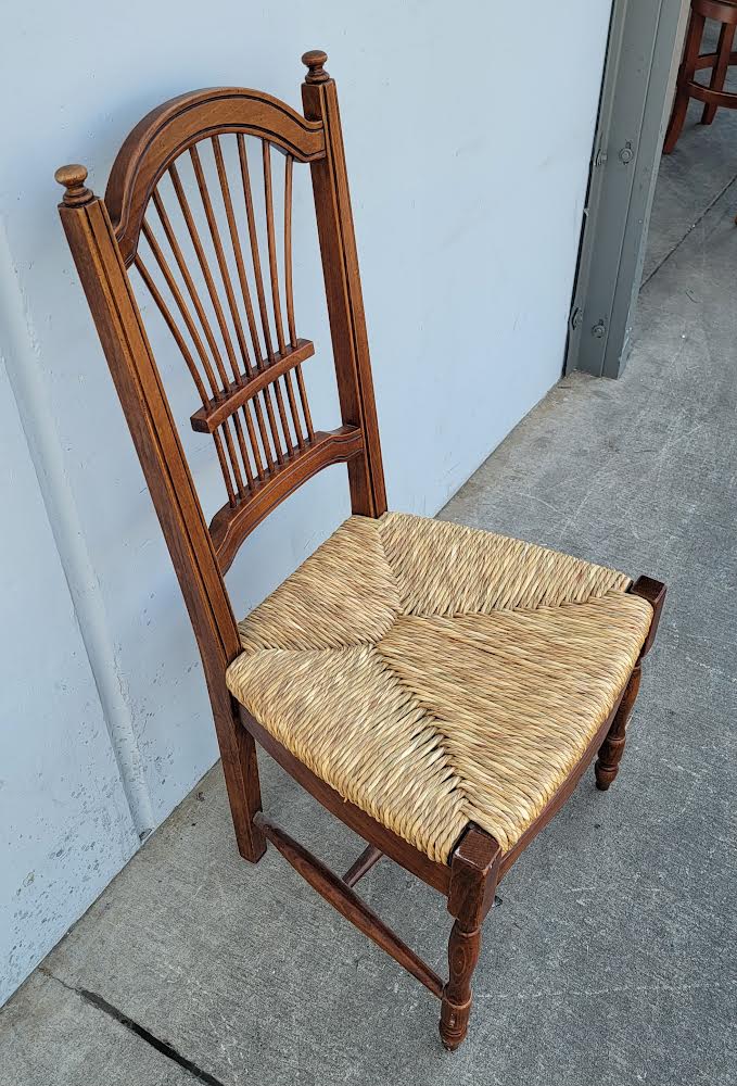 Wicker seat wheat/sheaf high back chair