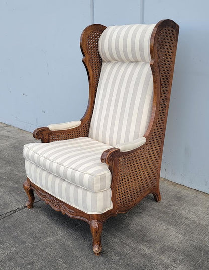 wicker/cane/rattan striped armchair vintage