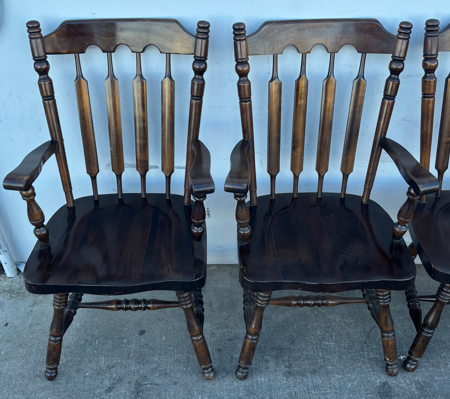 Country style 8 dining chairs dark wood