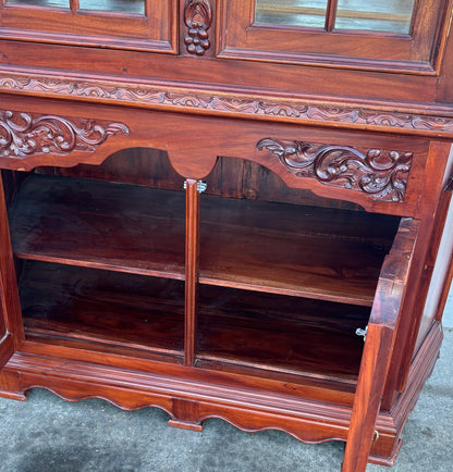 mahogany/ cherry china hutch display cabinet antique/ vintage