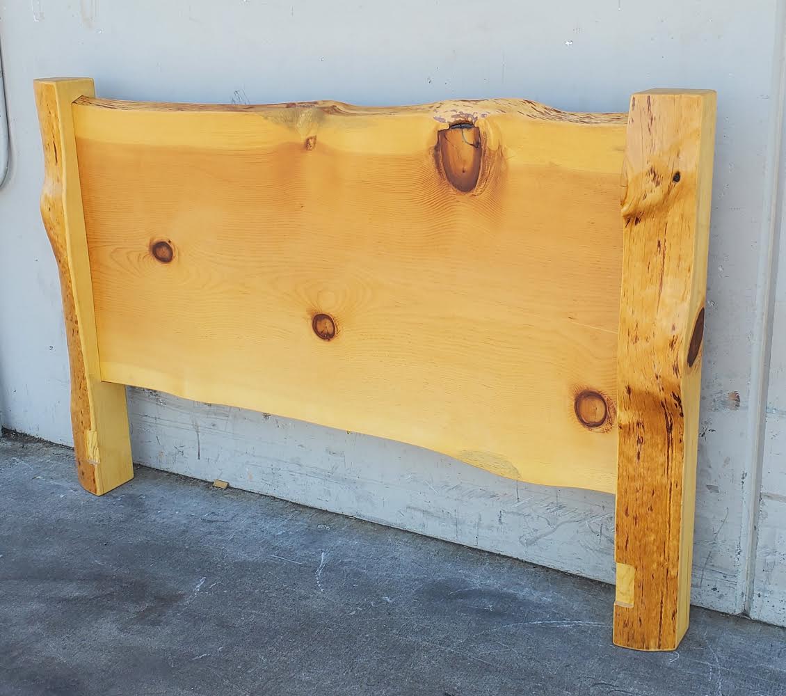 Ronwright light wood slabs headboard rustic