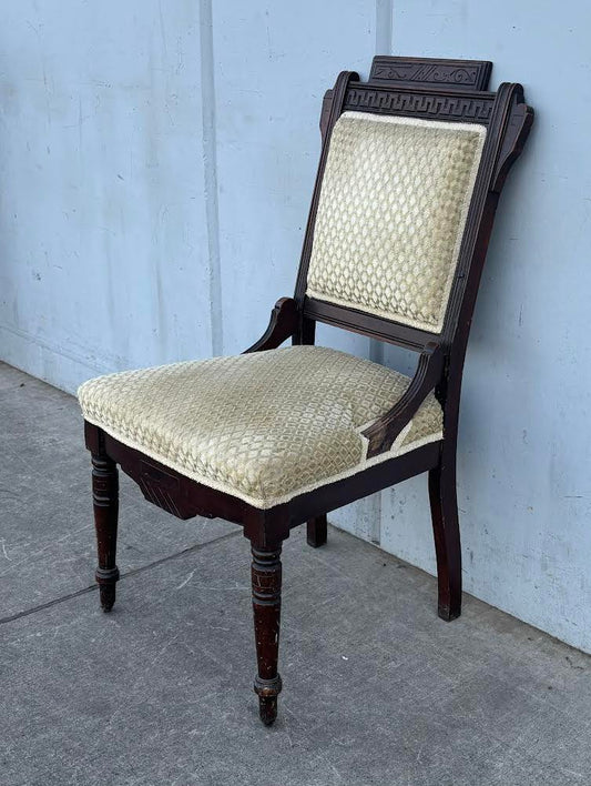 Antique Parlor Side Chair Vintage Carved Wood