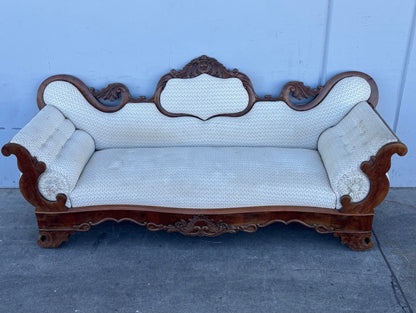 Antique/ vintage Victorian empire style carved white/ off white sofa