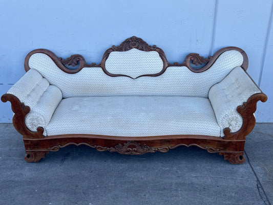 Antique/ vintage Victorian empire style carved white/ off white sofa