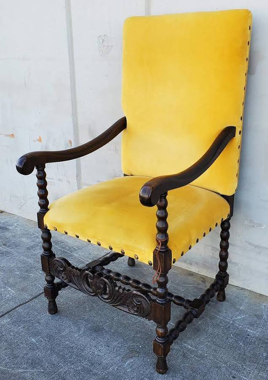 Antique French style yellow armchair