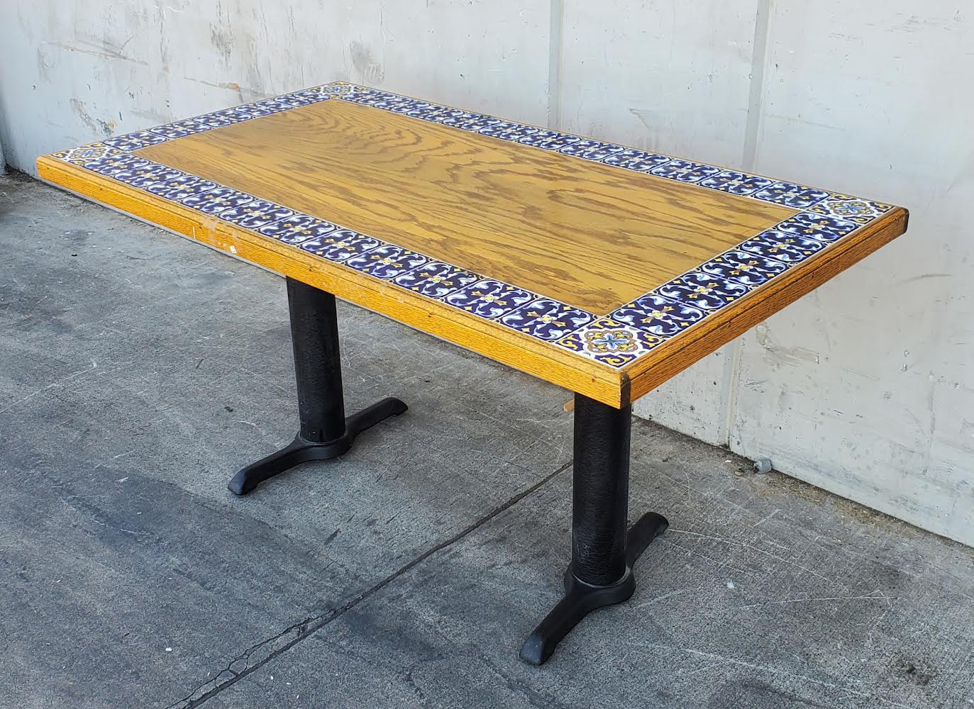 Moroccan style tile and wood dining table