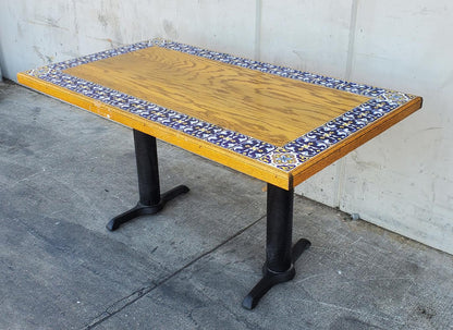 Moroccan style tile and wood dining table