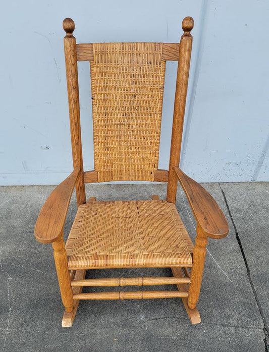 Wicker/ cane/ rattan rocking armchair antique/ vintage light wood