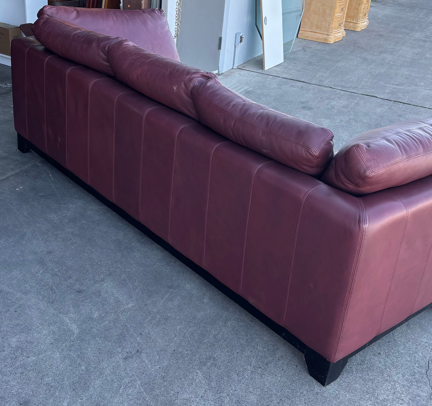 Red/ burgundy sofa / couch leather style