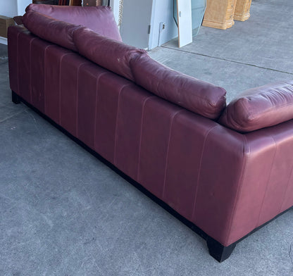 Red/ burgundy sofa / couch leather style