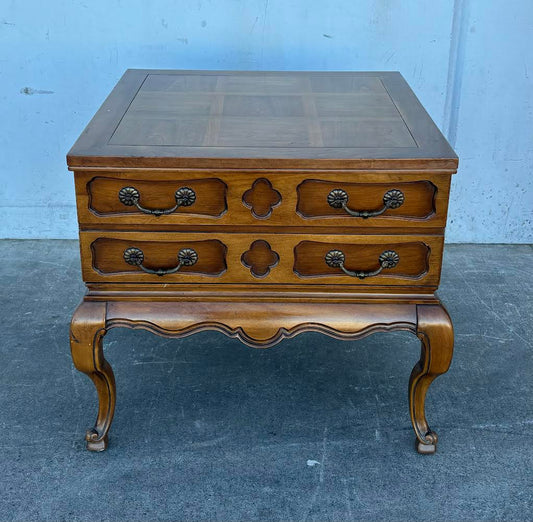 French Provincial Carved Walnut Chest/Side Table/Coffee Table
