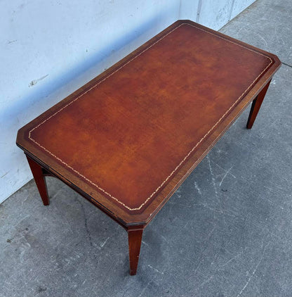 Antique/Mahogany Leather Top Coffee Table