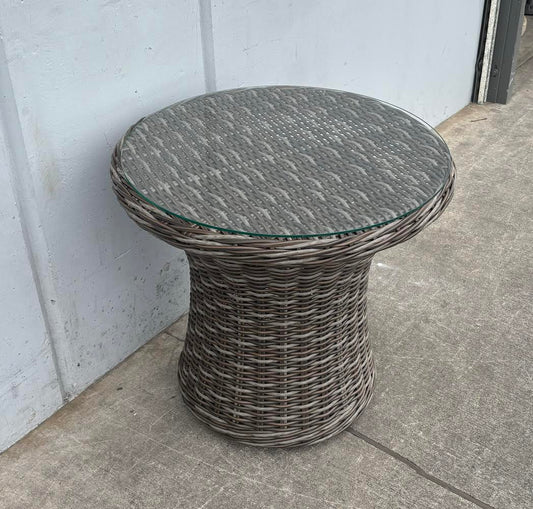 Wicker Outdoor Accent Table Glass Top