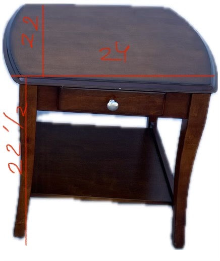 Dark wood end/side tables with drawers set(2)