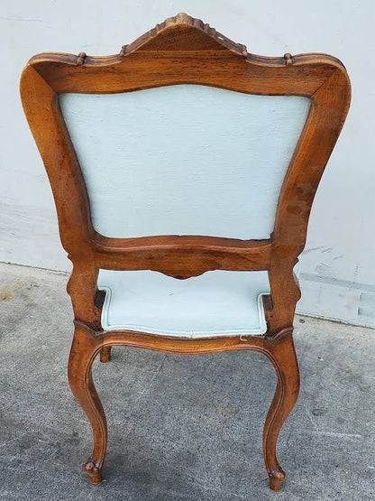 Antique/vintage light blue cushion side chair