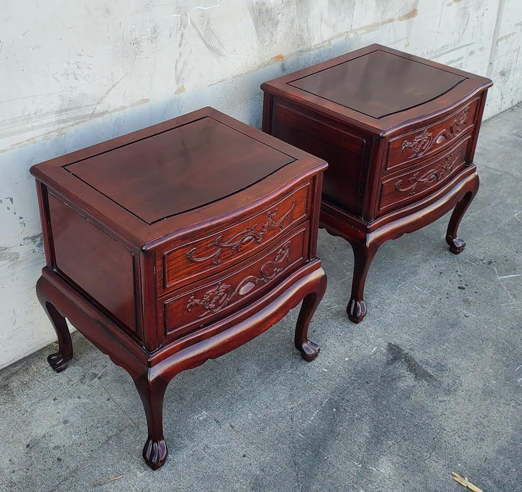 Nightstands/end/side tables (2) mahogany/cherry two dovetail style drawers