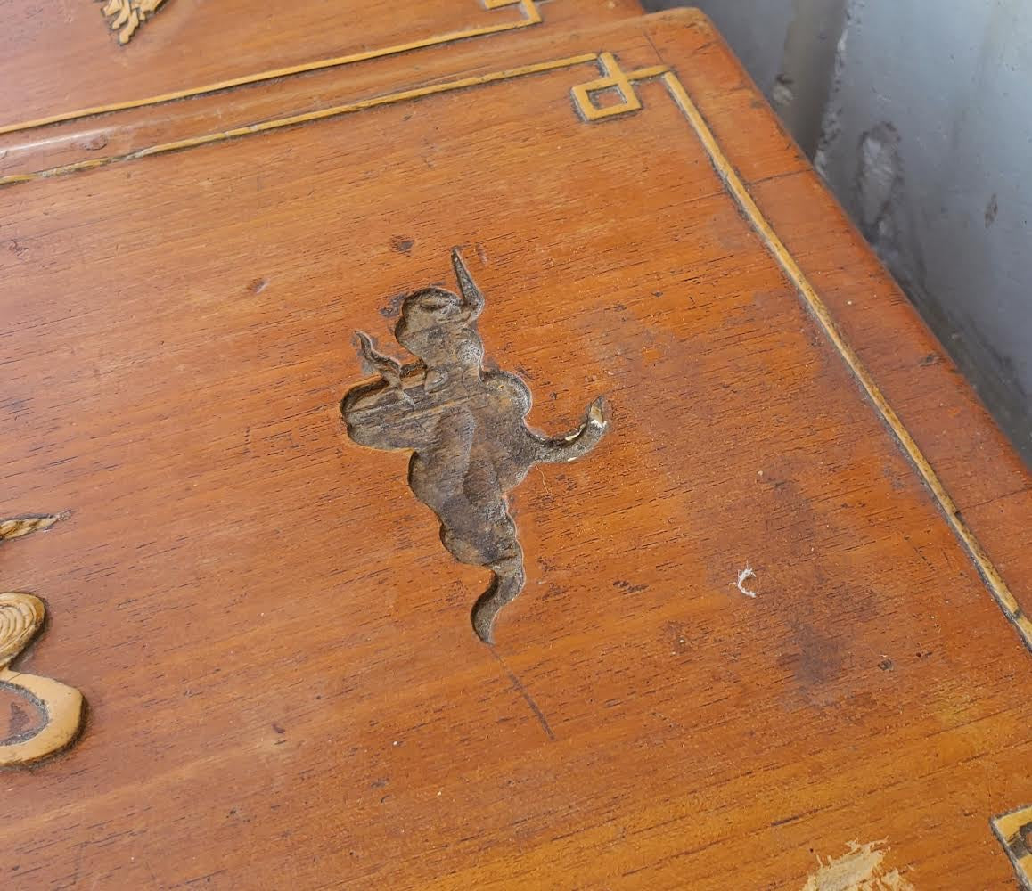 Asian style chest/trunk light wood carved camphor seaman’s antique/vintage
