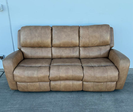 Light Brown Leather Reclining Sofa