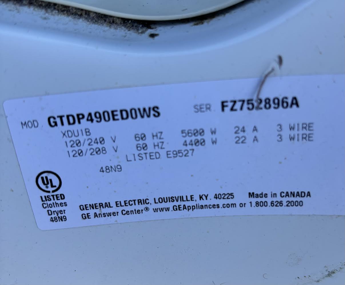 GE dryer