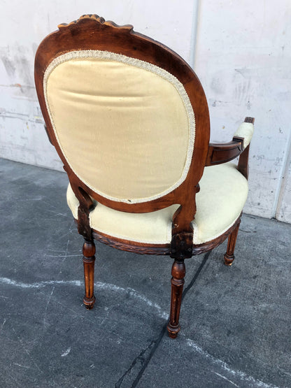 cream/beige french Louis style floral seat armchair