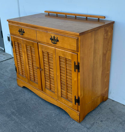 Priscilla Mid Century Vintage Nutmeg Maple Cabinet Louvered Shutter Doors