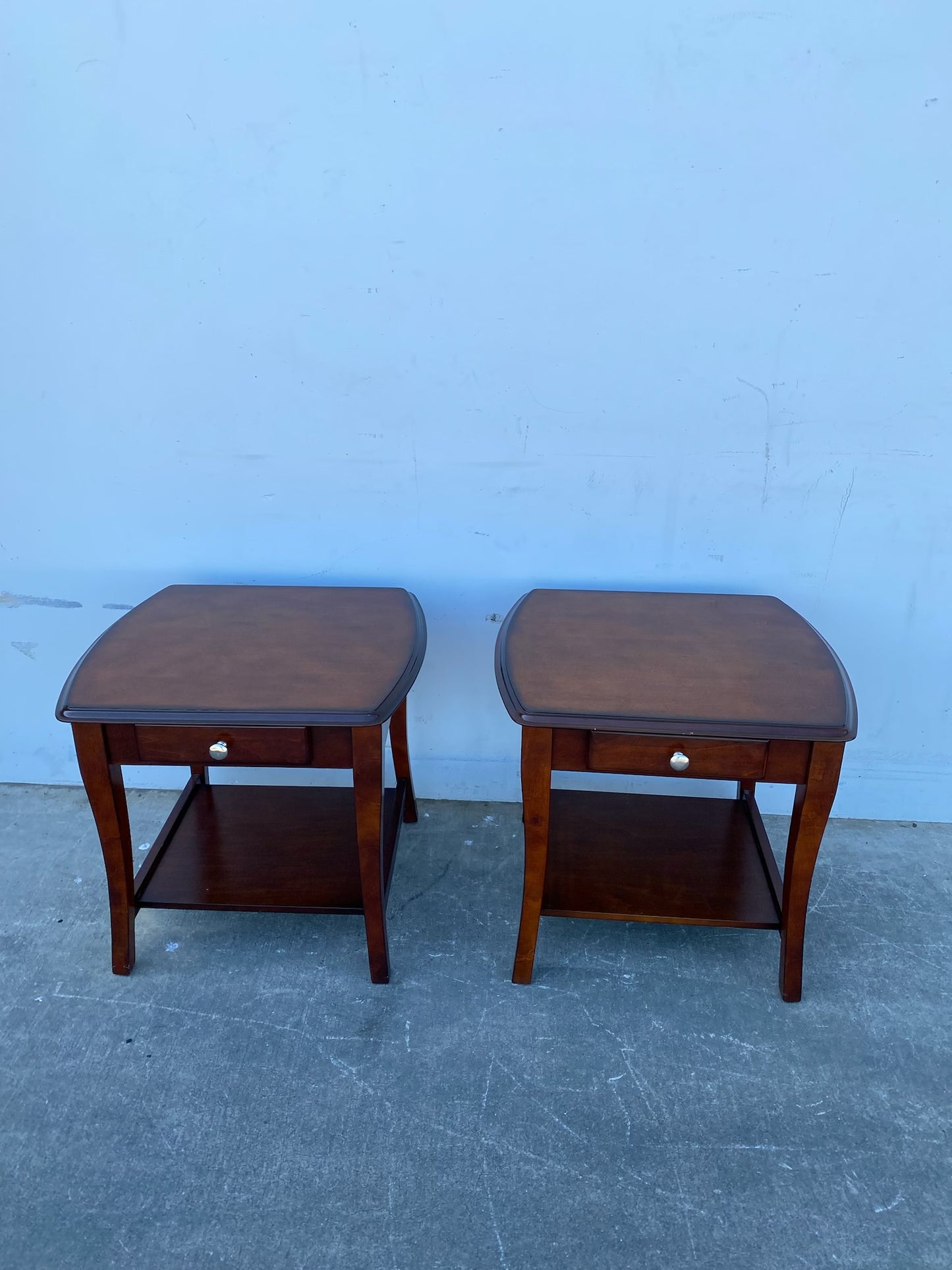 Dark wood end/side tables with drawers set(2)