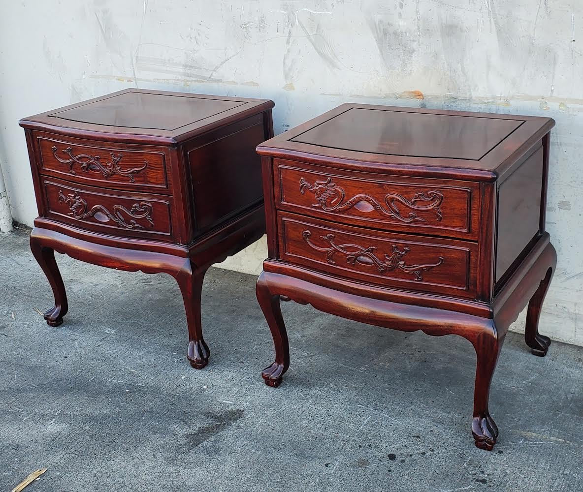 Nightstands/end/side tables (2) mahogany/cherry two dovetail style drawers