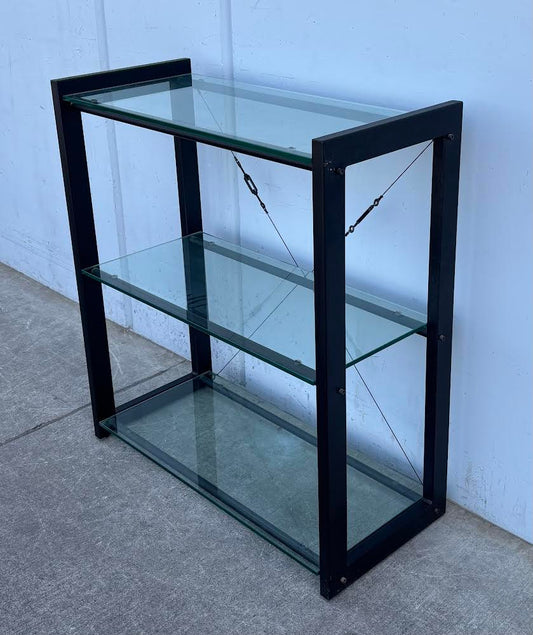 Black Steel Shelving Unit Glass 3 Tier