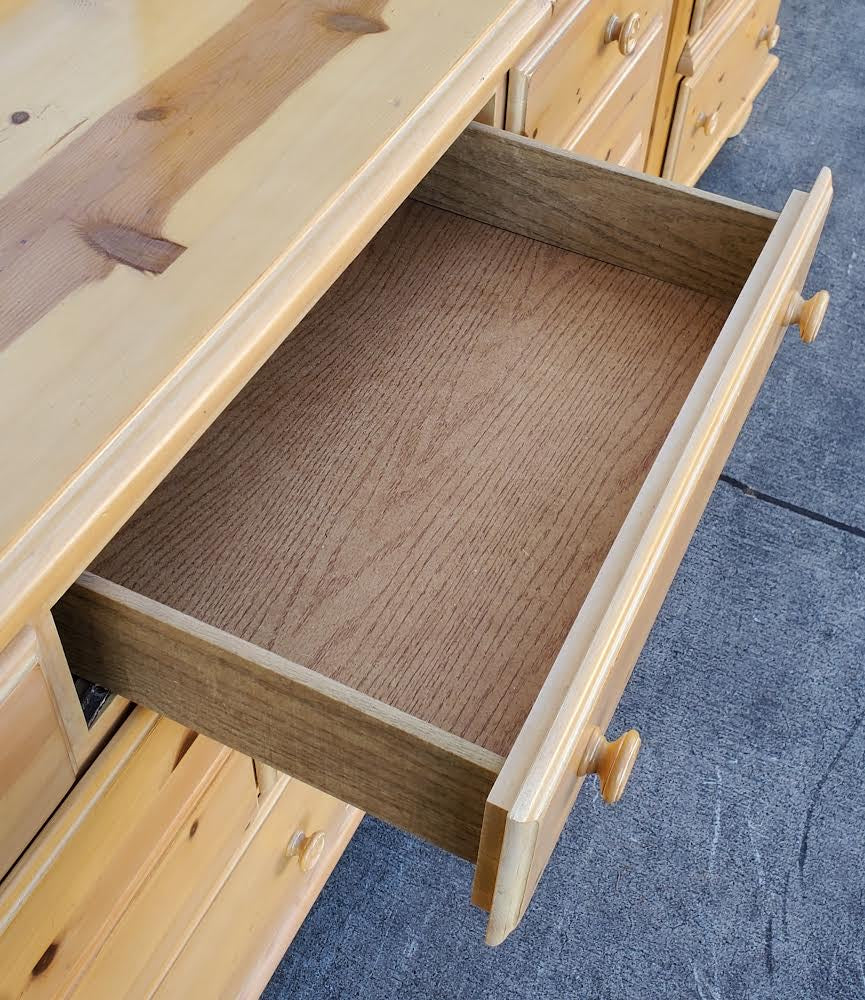 light wood/blonde dresser with mirror and nightstand