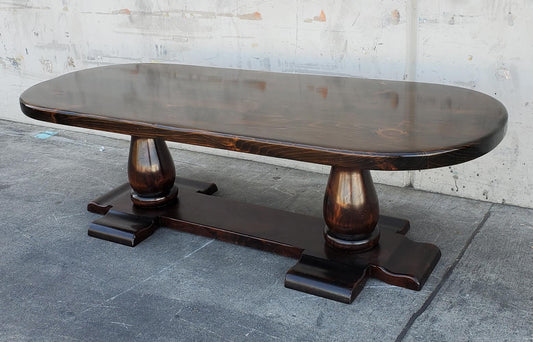 Ethan Allen dark wood round/oval coffee table