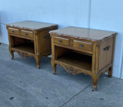 Pair French Bleached Oak Bedside Cabinets nightstands
