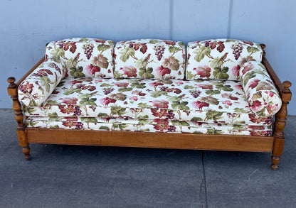 Vintage Mid Century Style Sofa Day Bed Floral Wood Ethan Allen