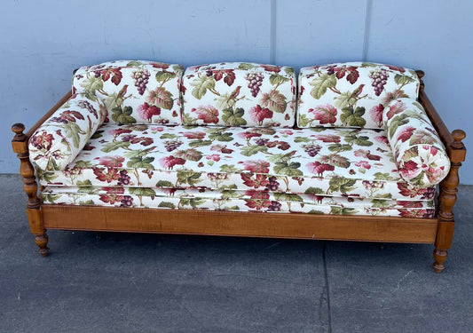 Vintage Mid Century Style Sofa Day Bed Floral Wood Ethan Allen