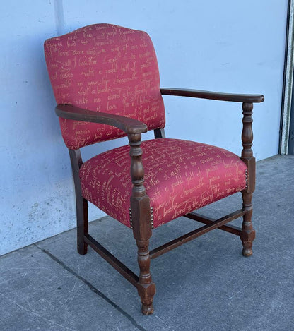 French Style Red Upholstered Arm Chair