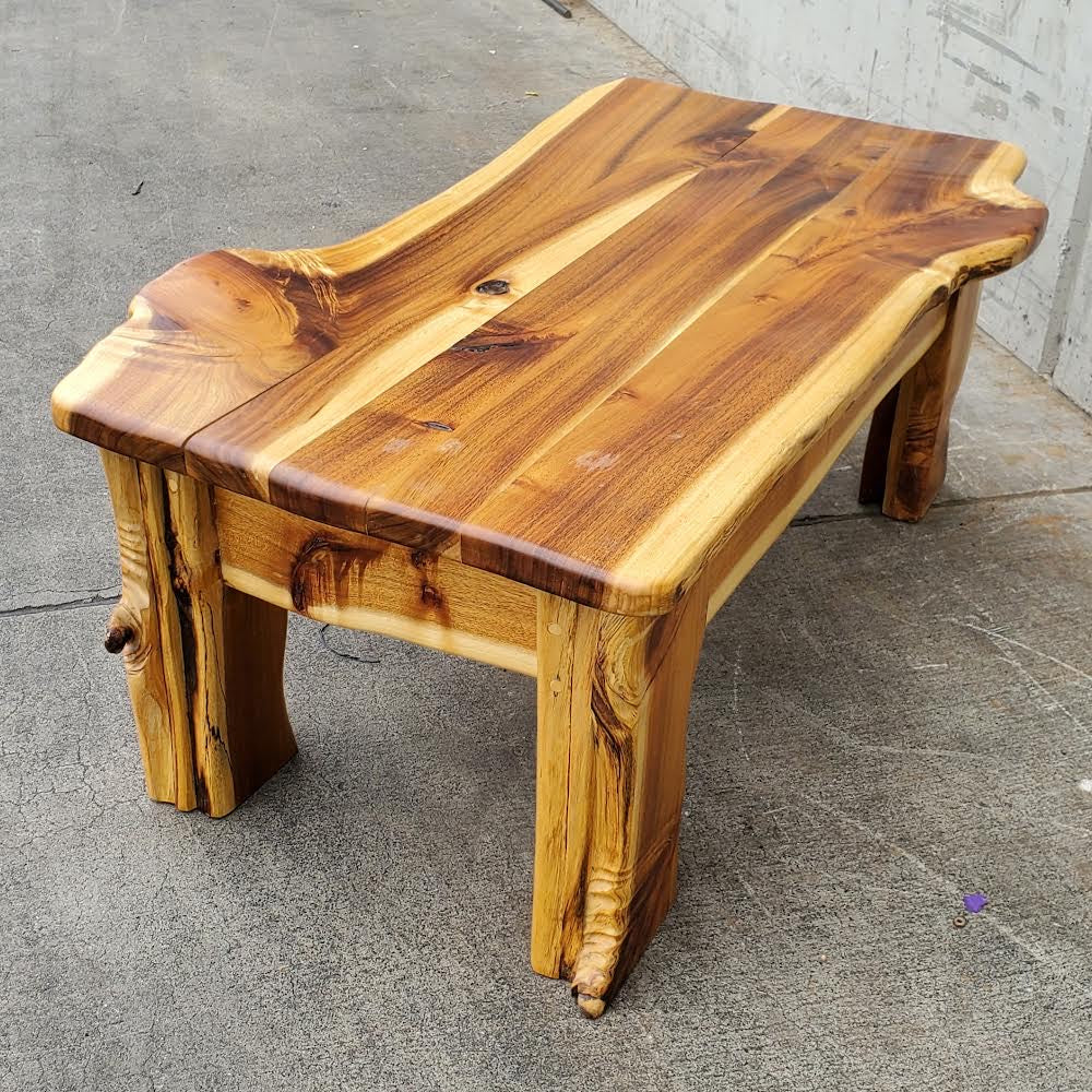 Wood slab coffee table