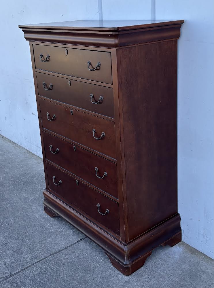 Bassett Tall Cherry Dresser Dark Wood