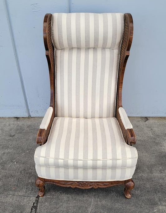 wicker/cane/rattan striped armchair vintage