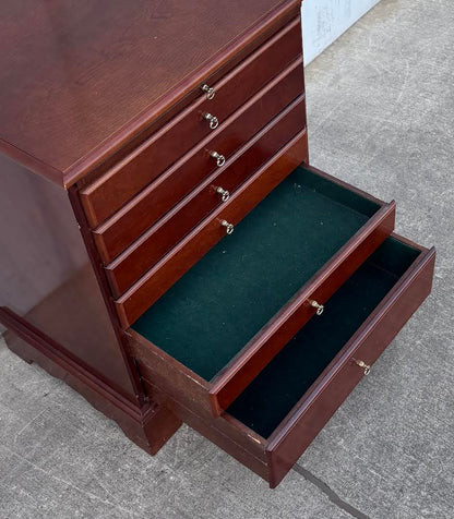 Tall Side Table Jewelry Armoire Dark Wood Cherry