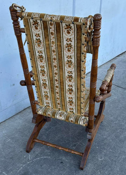 Vintage 19th Century Rug Upholstered Rocker/ rocking chair