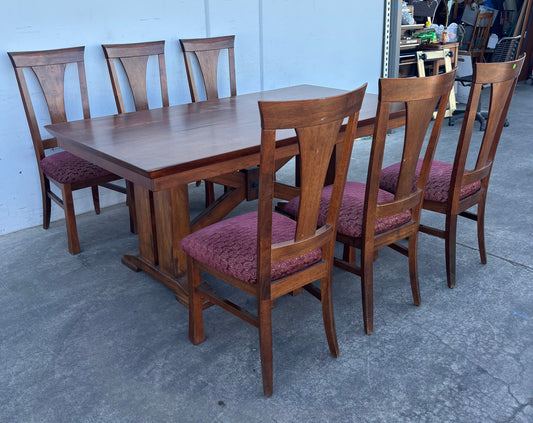 Dining furniture set table with 6 chairs purple seats