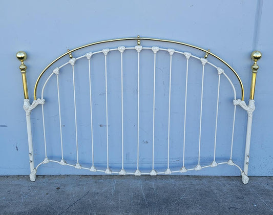 King size white/gold metal headboard
